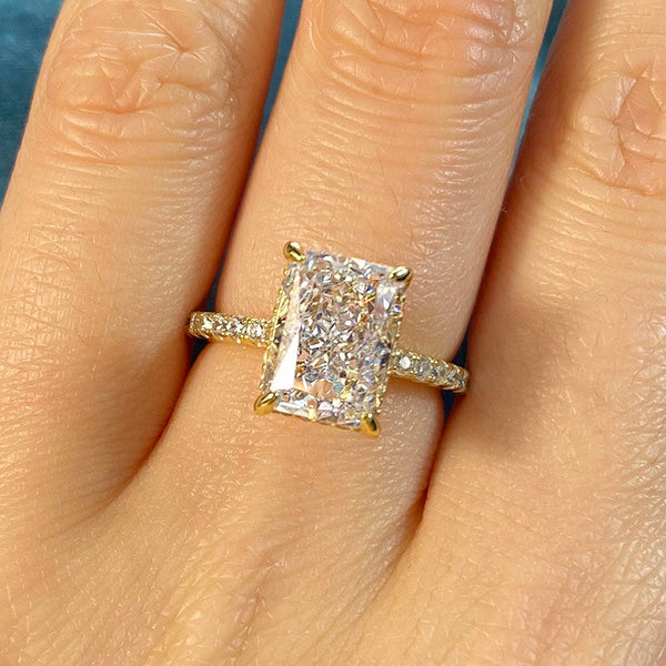 3.3 Carat Gorgeous Radiant Cut Yellow Gold Engagement Ring