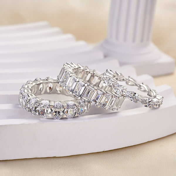 Luxurious Simulated Diamond 3PC Wedding Band for Women