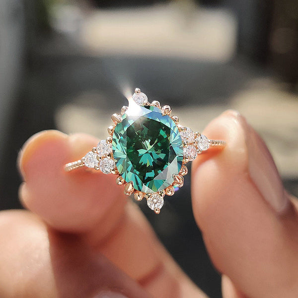 Stunning Vintage Paraiba Tourmaline Oval Cut Engagement Ring in Sterling Silver