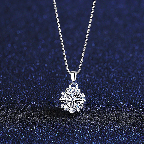 Moissanite Classic Round Cut Necklace Pendant in Sterling Silver