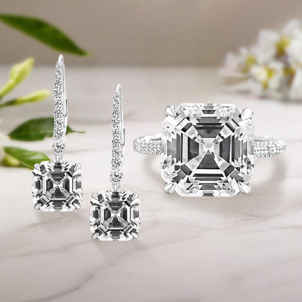 Stunning Asscher Cut 2PC Jewelry Set in Sterling Silver