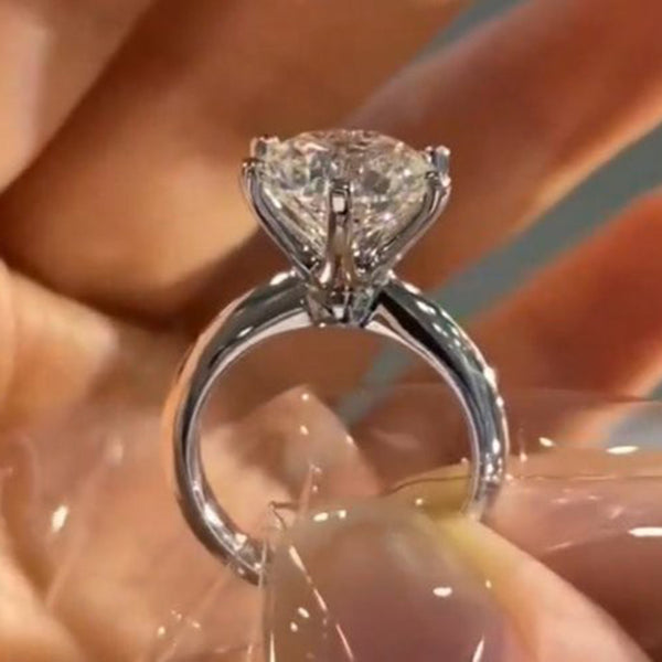 2.0 Carat Classic Moissanite Round Cut Engagement Ring in Sterling Silver