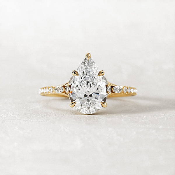 Stunning Halo Pear Cut Engagement Ring in Sterling Silver