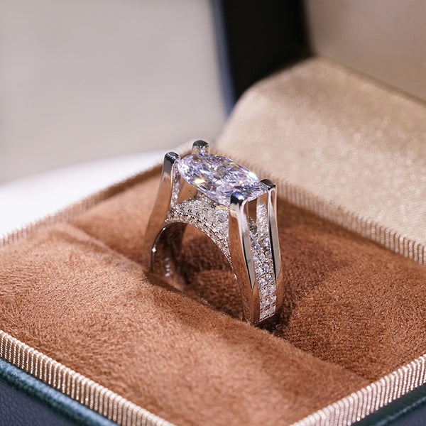 【#23】3.5 Carat Charming Inverted Tension-set Oval Cut Engagement Ring
