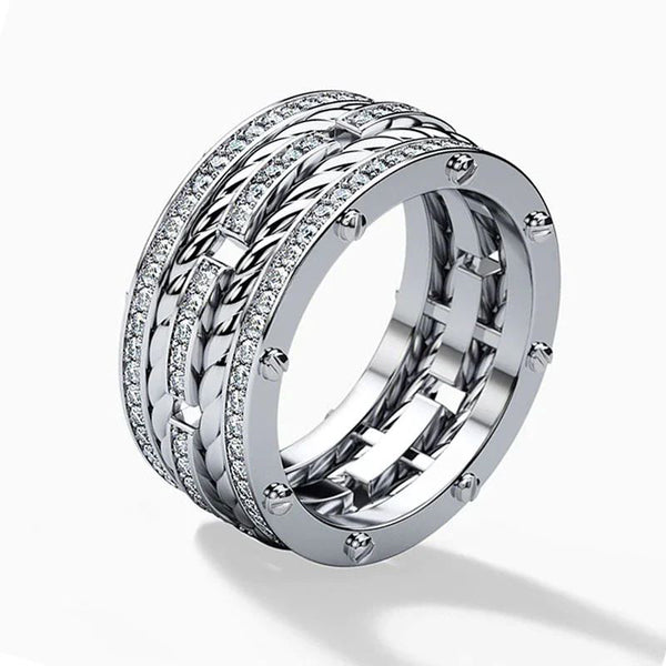 Vintage Round Cut Simulated Diamond Rope Men's Wedding Band