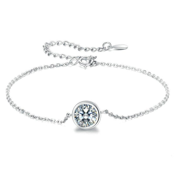 Sterling Silver Classic Diamond Adjustable Bracelet for Women