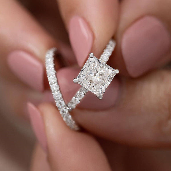 【#08】Elegant Princess Cut Wedding Ring Set