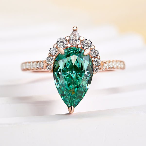 Gorgeous Rose Gold Pear Cut 2.5 Carat Paraiba Tourmaline Engagement Ring