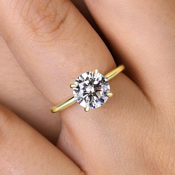 Classic Round Cut 4 Prong Moissanite Solitaire Women's Engagement Ring in Sterling Silver