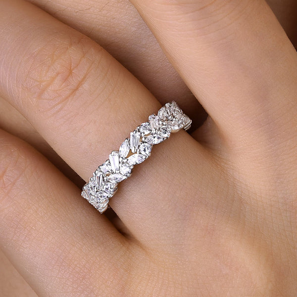 Elegant Anniversary Simulated Diamond Wedding Band for Women
