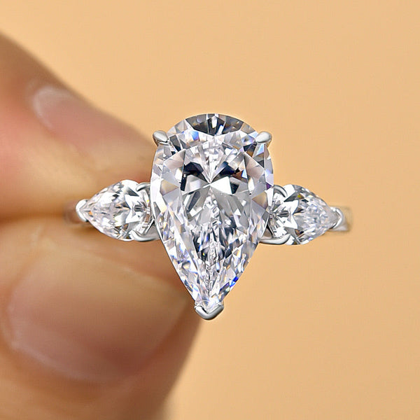 Sparkle 3.5 Carat Pear Cut Three Stone Engagement Ring for Women