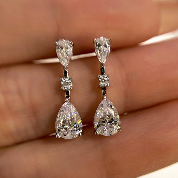 Elegant Pear Cut Women's Earrings in Sterling Silver