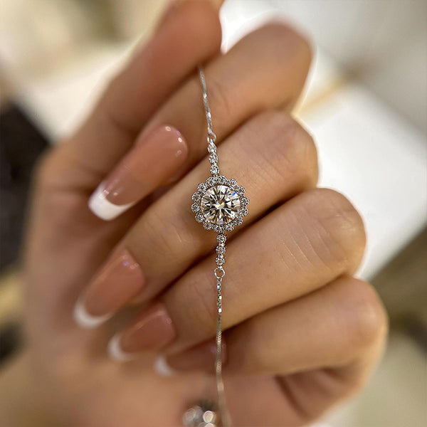 Elegant Moissanite Snowflake Design Bracelet in Sterling Silver
