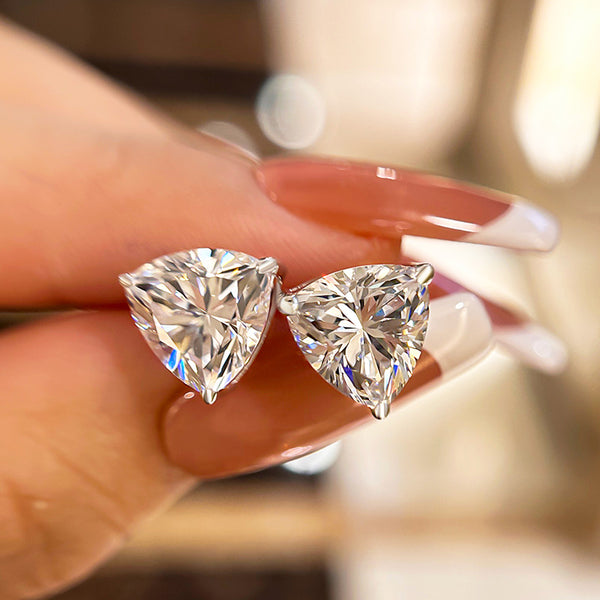 Dainty Trillion Cut Earrings in Sterling Silver