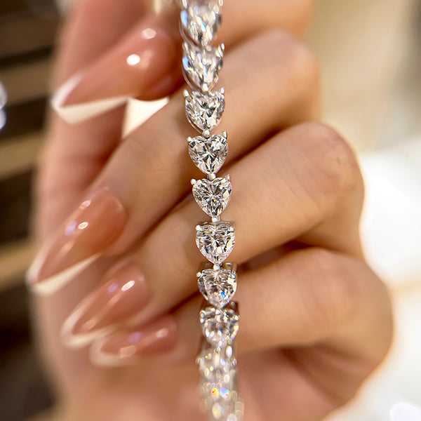 Stunning Heart Cut Bracelet for Women in Sterling Silver