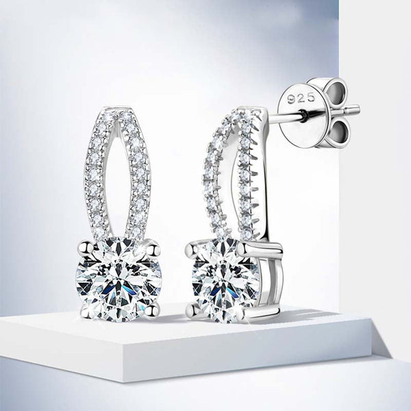 Timeless Moissanite Exclusive Round Cut Stud Earrings in Sterling Silver