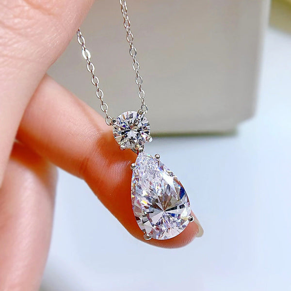 Excellent Pear Cut Women's Necklace in Sterling Silver