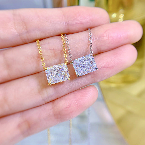 Noble Radiant Cut Pendant Necklace in Sterling Silver