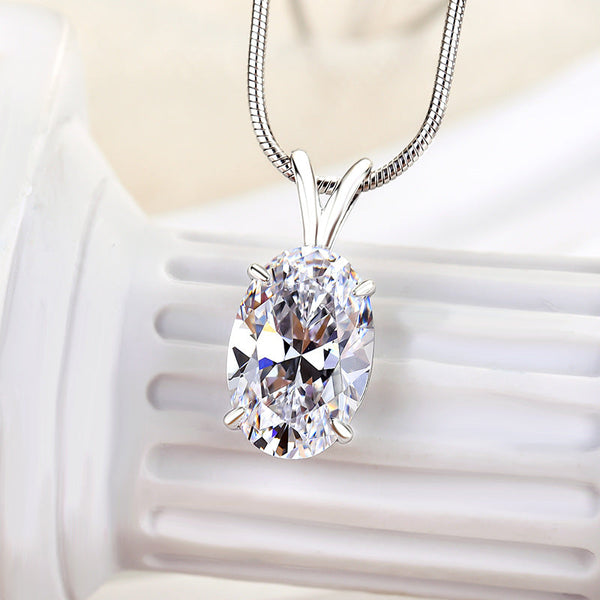Exquisite Oval Cut Pendant Necklace in Sterling Silver