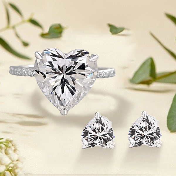 Elegant Heart Cut 2PC Jewelry Set in Sterling Silver
