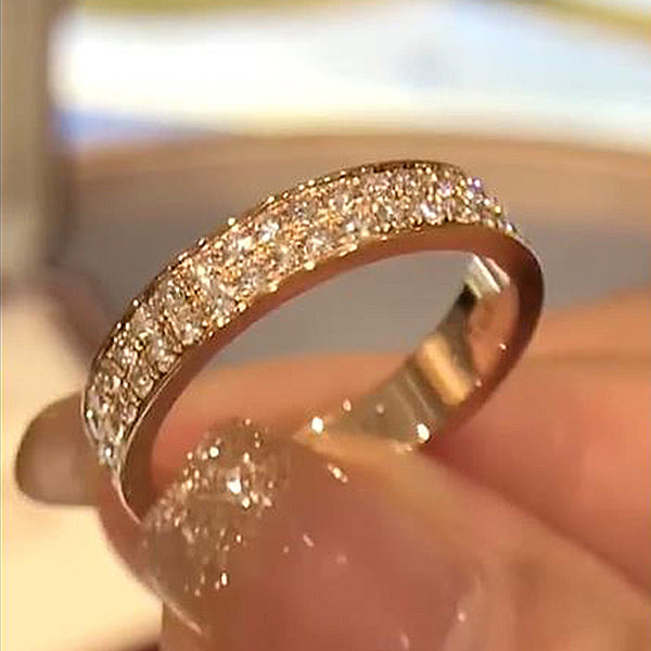 Gorgeous Rose Gold Half Round Cut Wedding Band in Sterling Silver