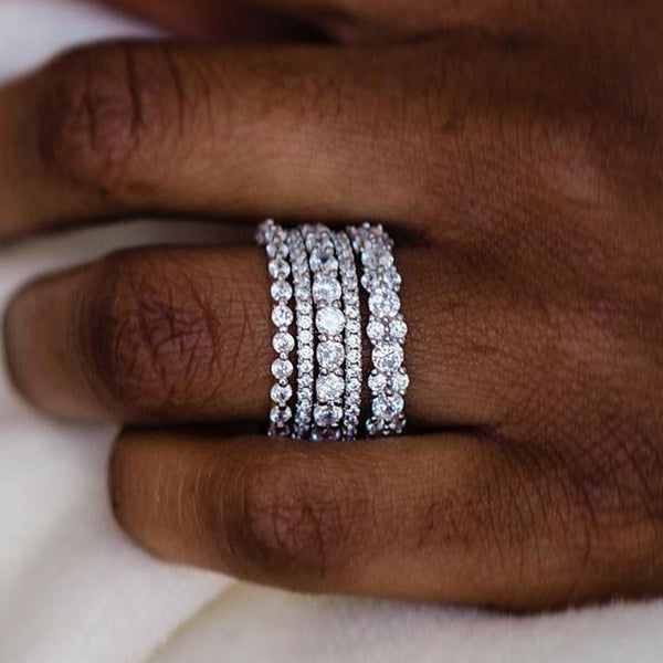 Gorgeous Round Cut 5PC Stackable Women's Wedding Band Set
